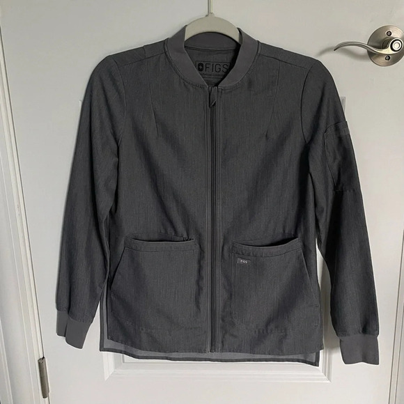FIGS Bellery Zip Up Scrub Jacket/Grey - 29385 - Picture 3 of 16